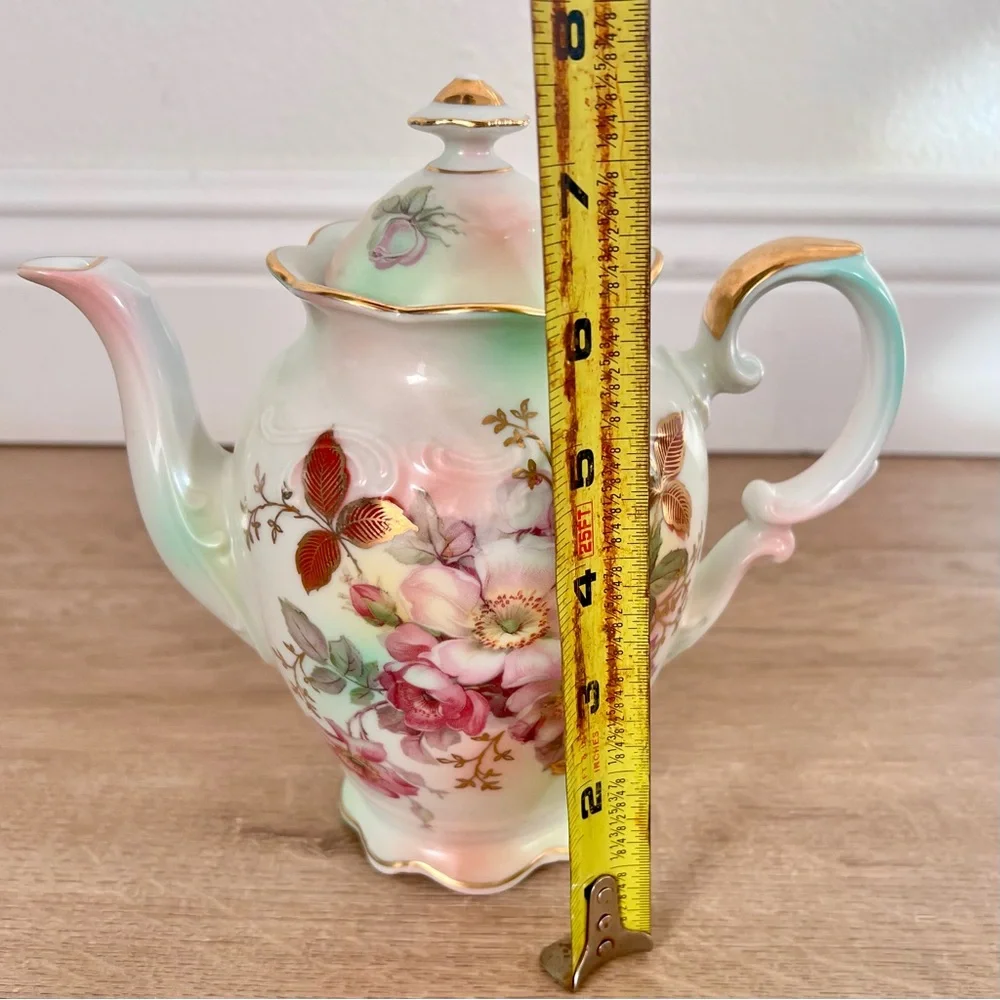 Vtg 1945’s Schumann Bavaria Wild Rose Blush Coffee Pot, Creamer, Sugar Bowl Set - Picture 9 of 9